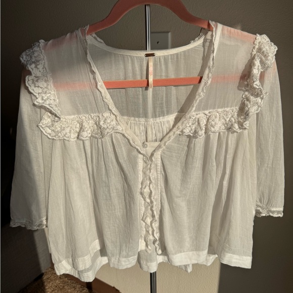 Free People Sheer White Lace Blouse - Picture 5 of 12